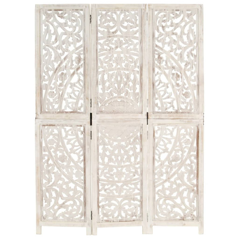 Bungalow Rose 3 Panel Room Divider Hand Carved Room Divider Screen